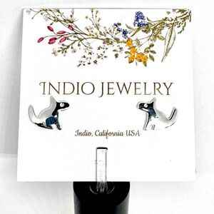 New Indio Jewelry Tiny Silver Plated Dog Stud Hypoallergenic Earrings #E113